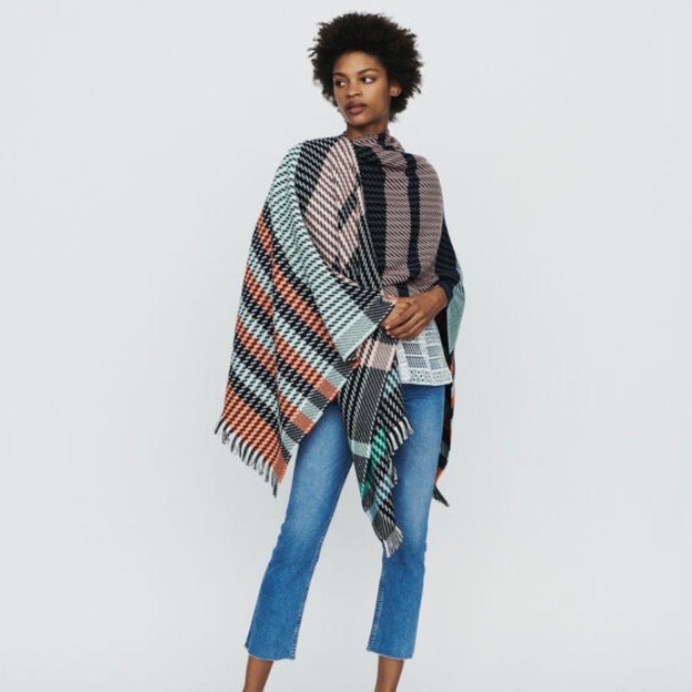 NWT Maje Multicolor Fringe Poncho